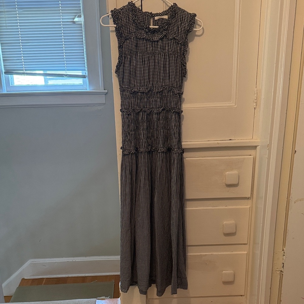 Doen Black and White Checkered Maxi Dress “Mallory”